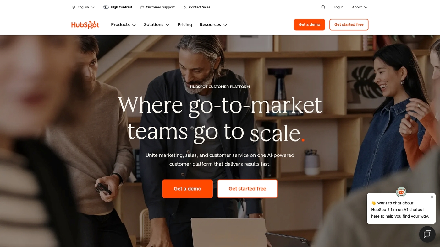 Screenshot of www.hubspot.com