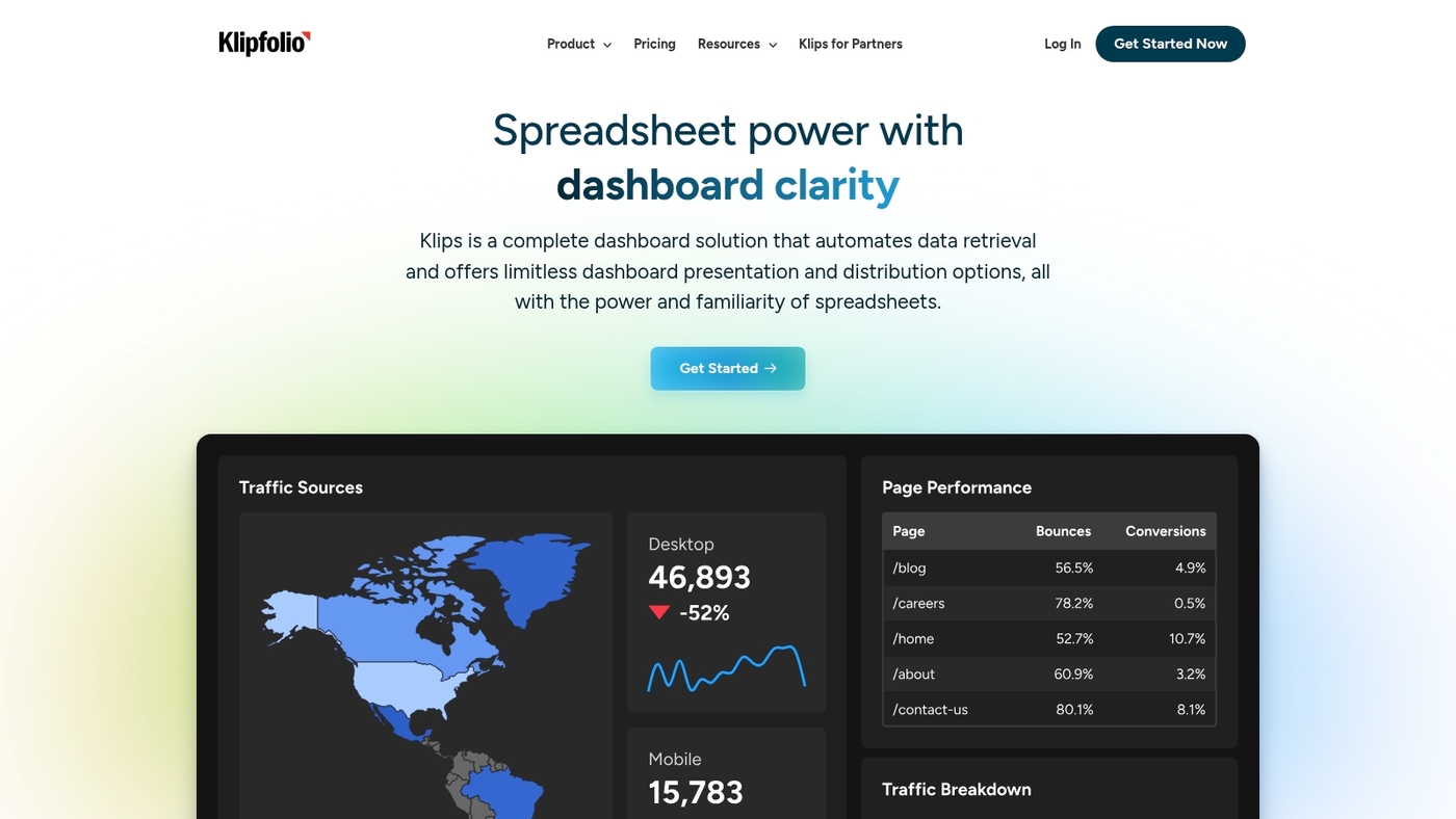 Screenshot of www.klipfolio.com