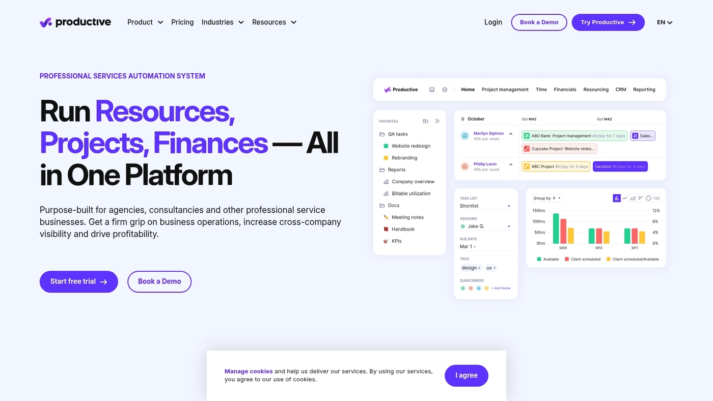 Screenshot of www.productive.io