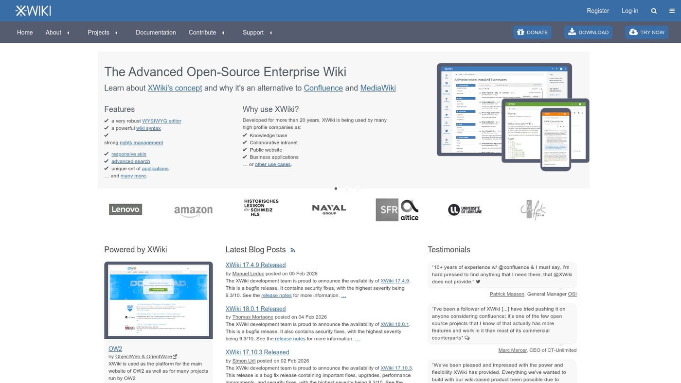 Screenshot of www.xwiki.org