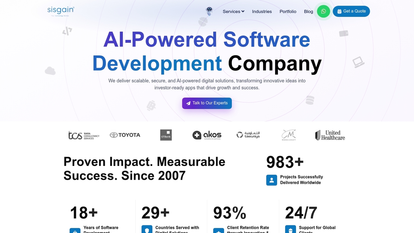 Screenshot of www.sisgain.com