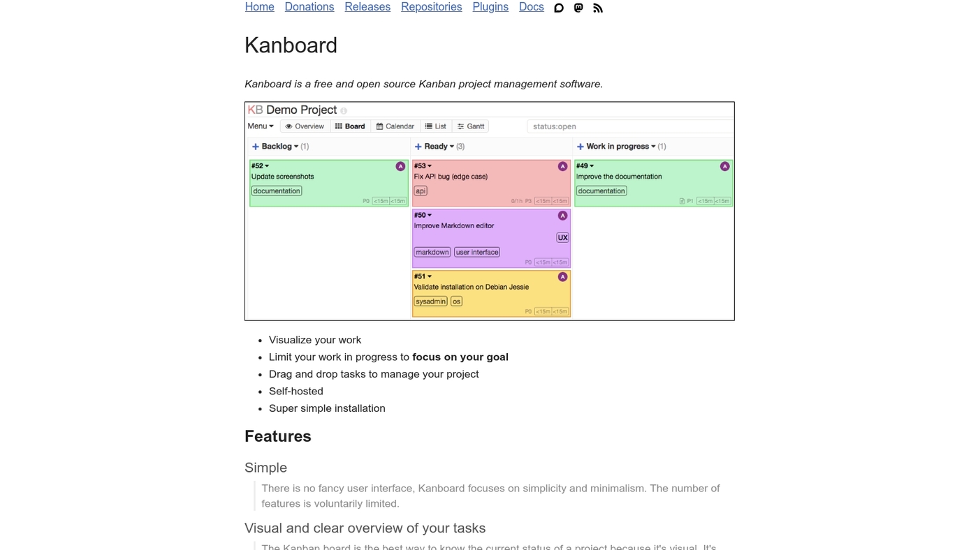 Screenshot of kanboard.org
