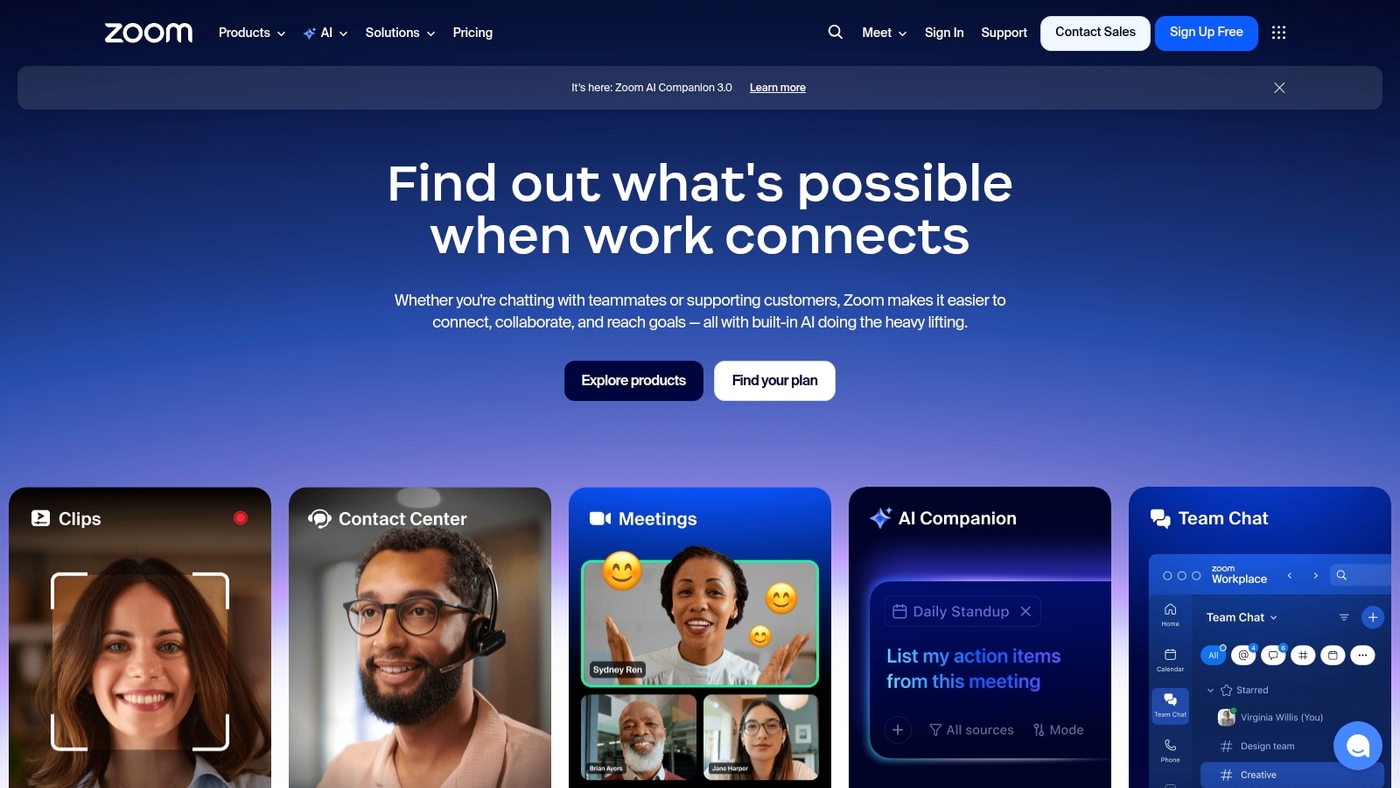 Screenshot of zoom.us