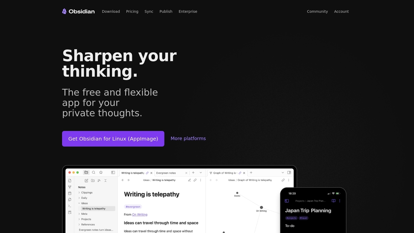Screenshot of obsidian.md