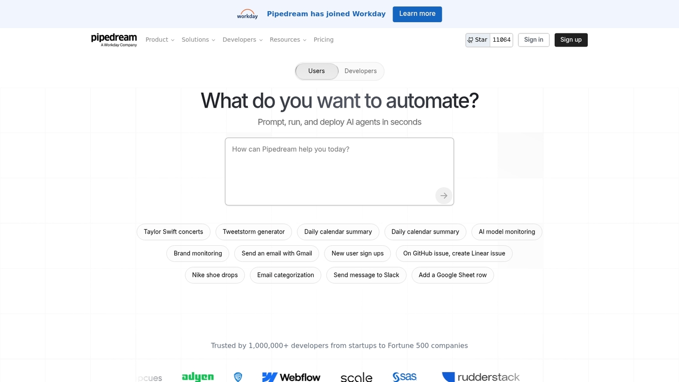 Screenshot of pipedream.com