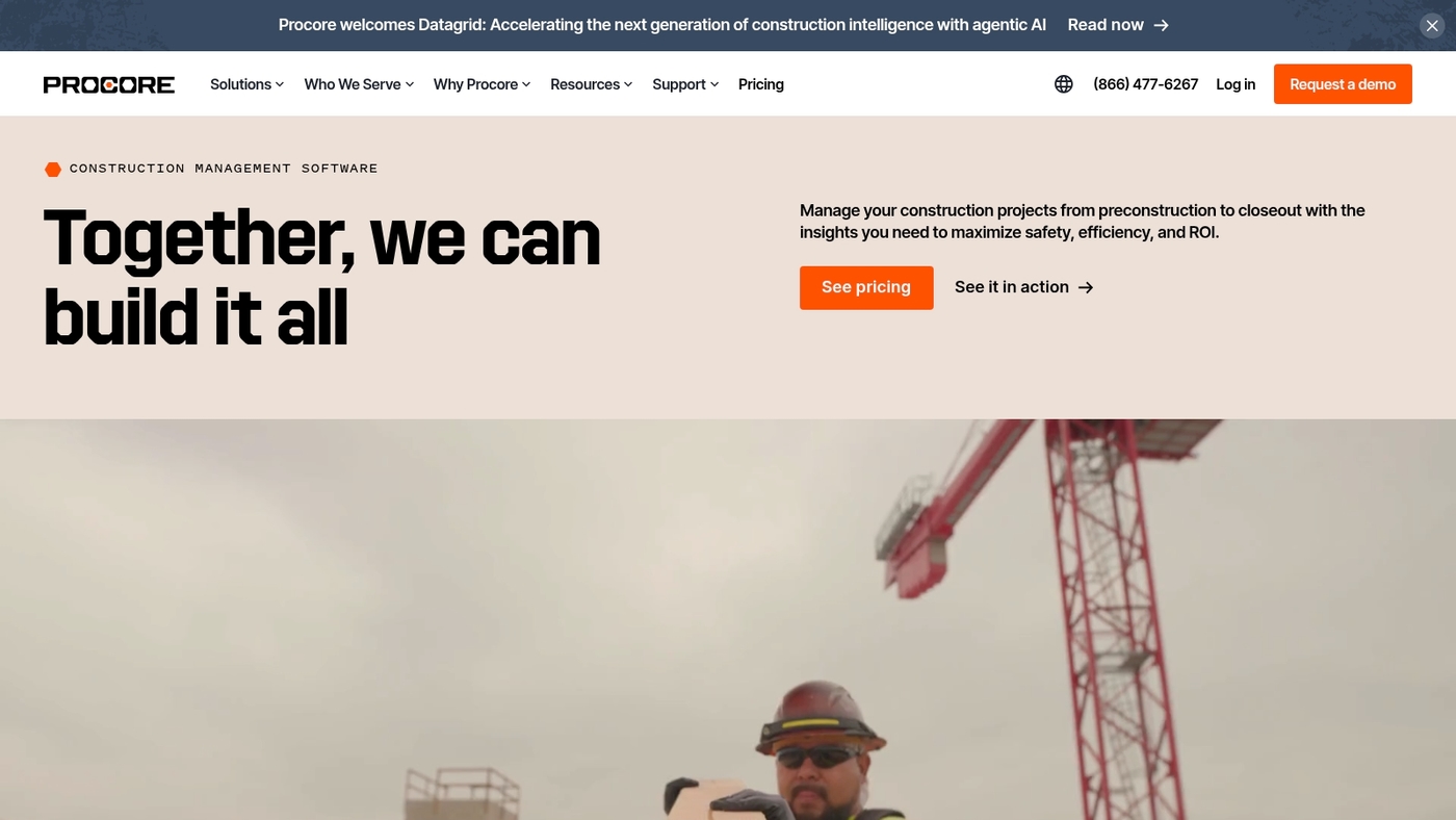 Screenshot of www.procore.com