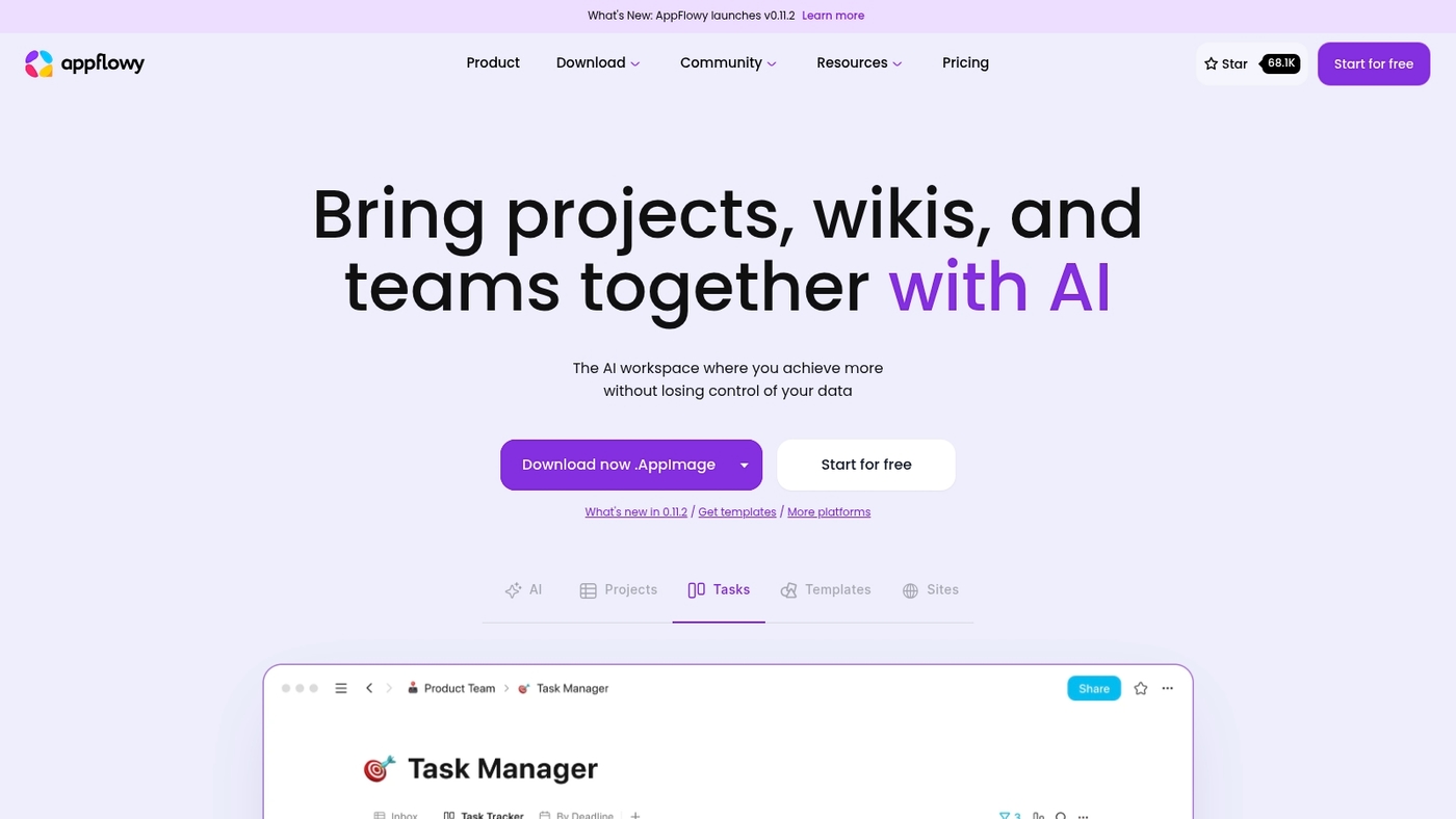 Screenshot of appflowy.io