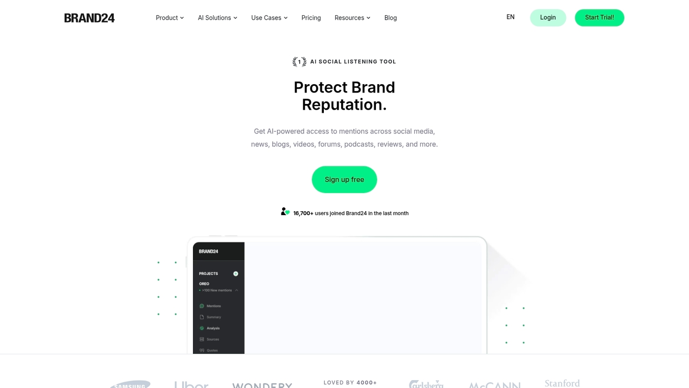 Screenshot of brand24.com