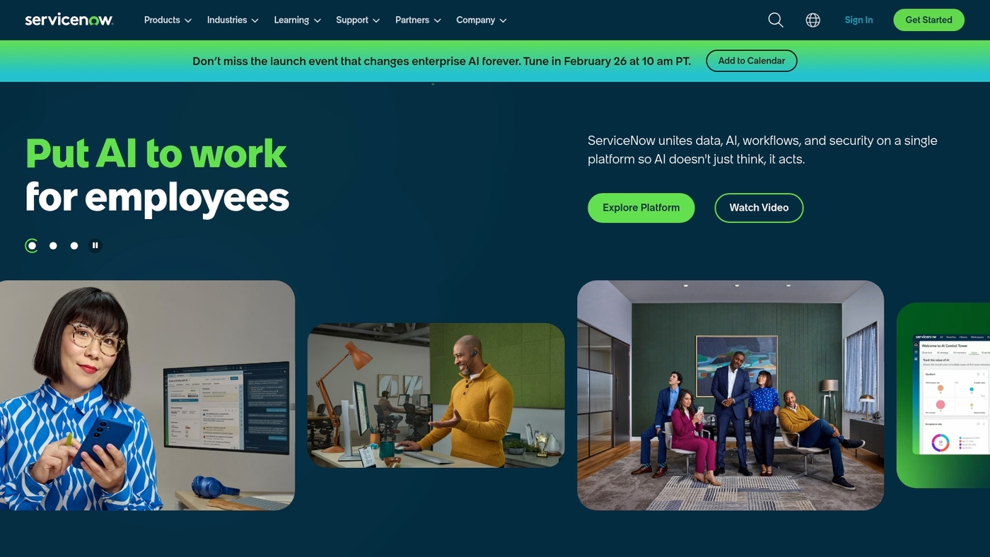 Screenshot of www.servicenow.com