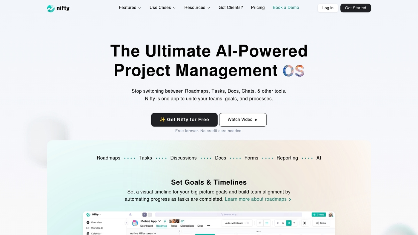 Screenshot of niftypm.com