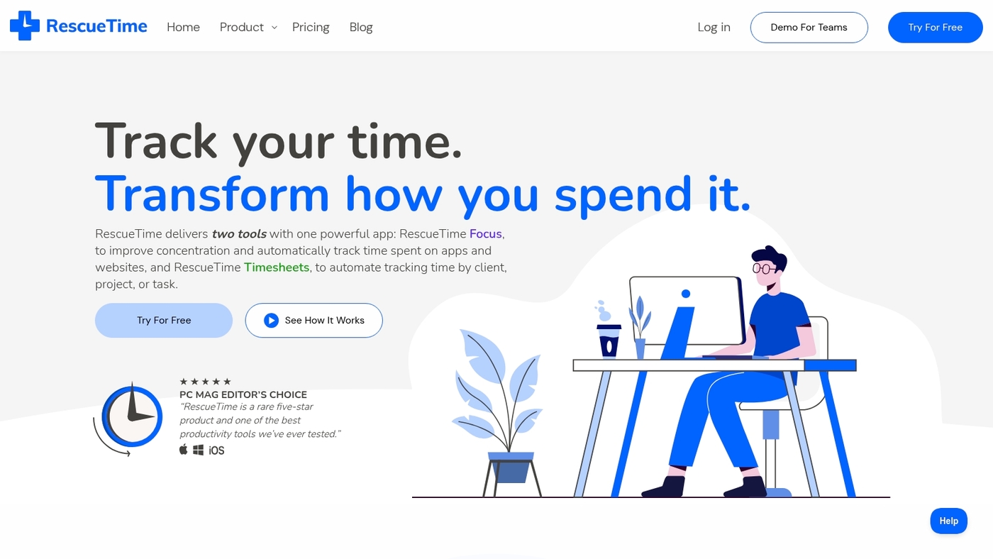 Screenshot of www.rescuetime.com