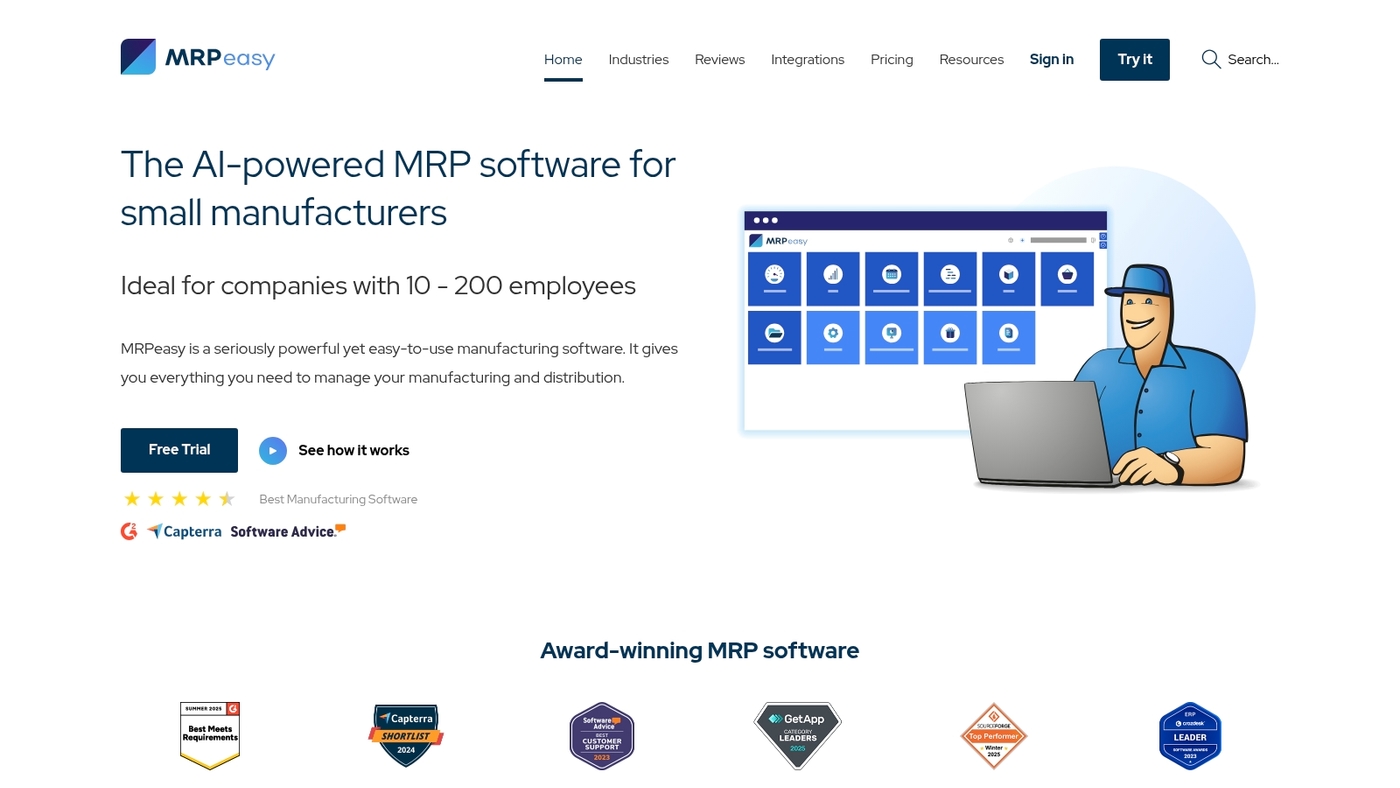 Screenshot of www.mrpeasy.com