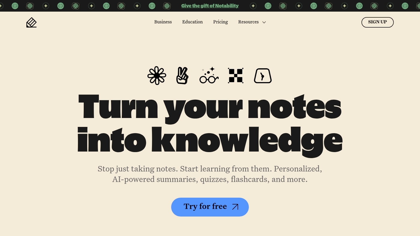 Screenshot of notability.com