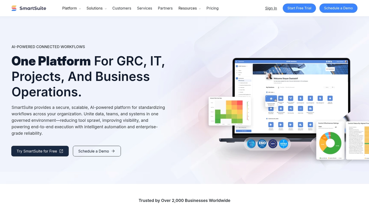 Screenshot of www.smartsuite.com