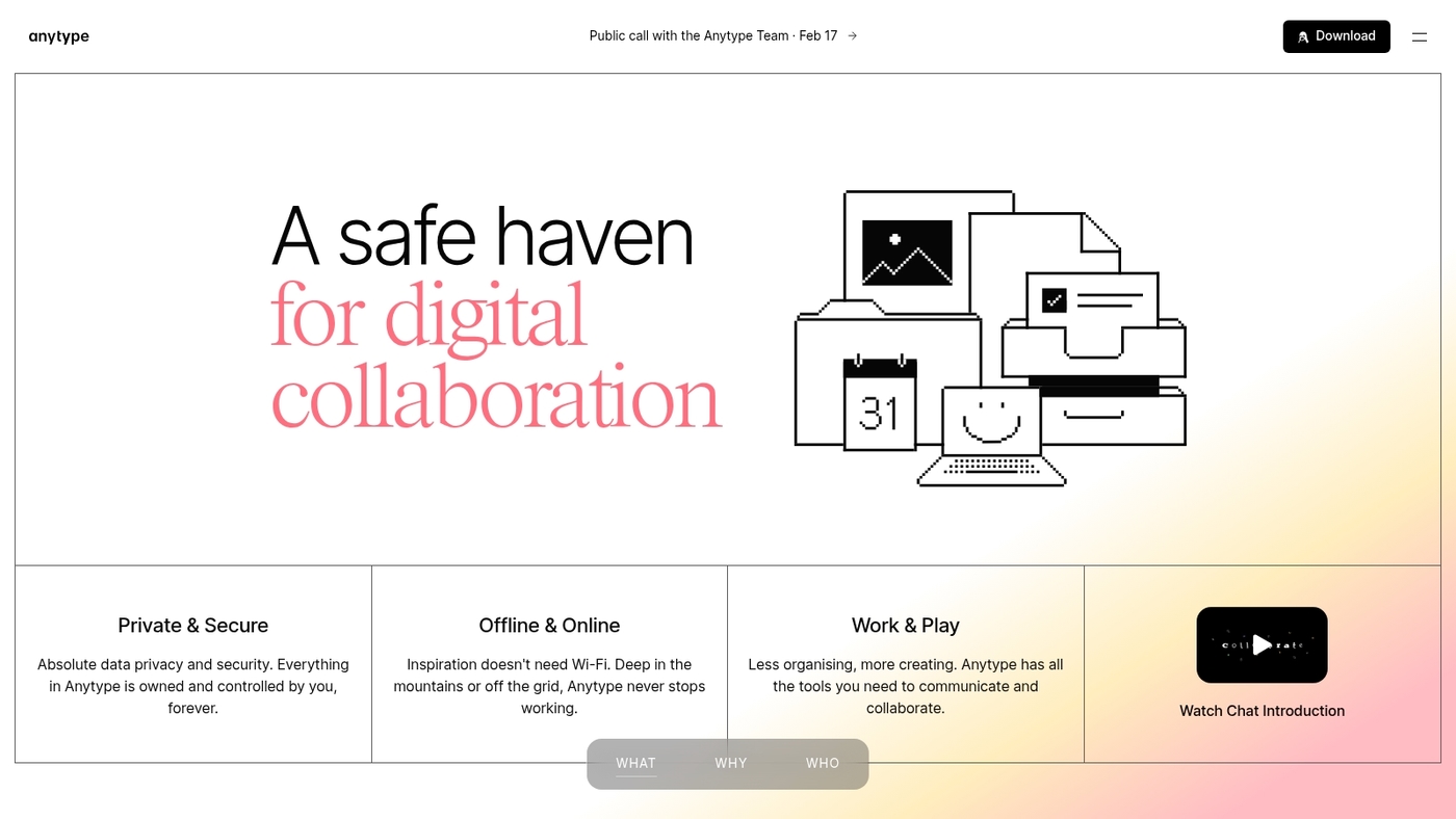 Screenshot of anytype.io