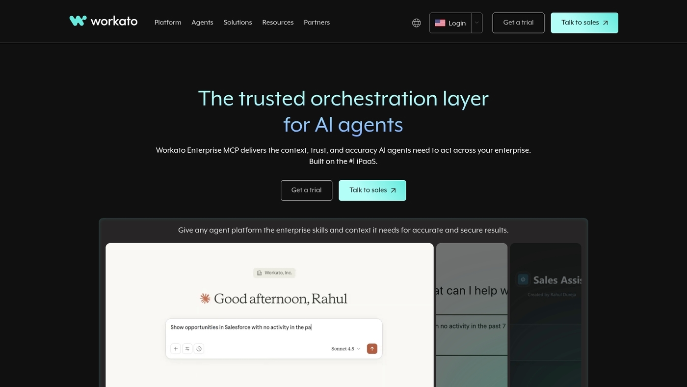 Screenshot of www.workato.com