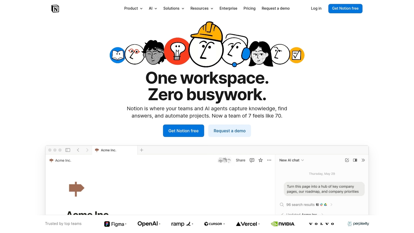 Screenshot of www.notion.so