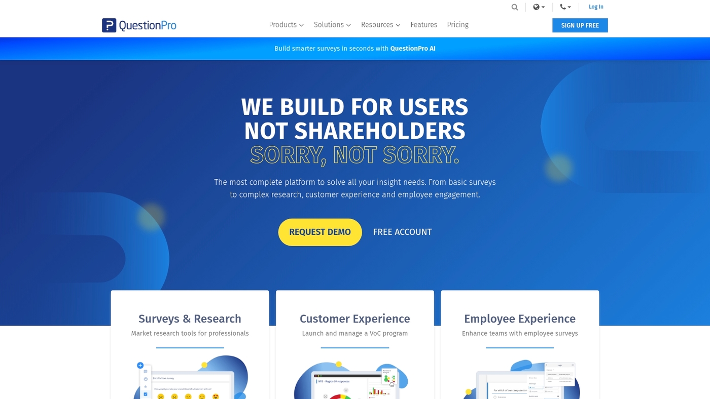 Screenshot of www.questionpro.com