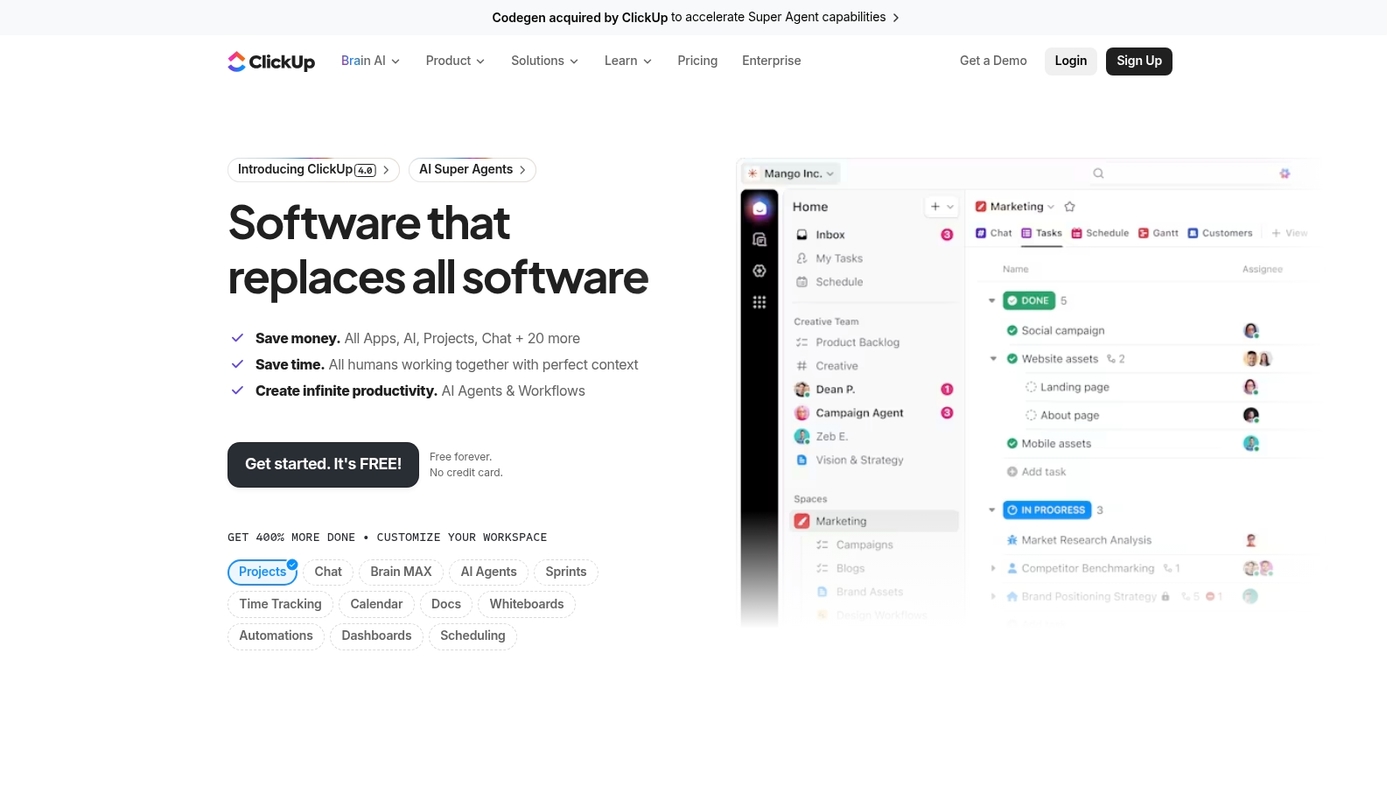 Screenshot of clickup.com