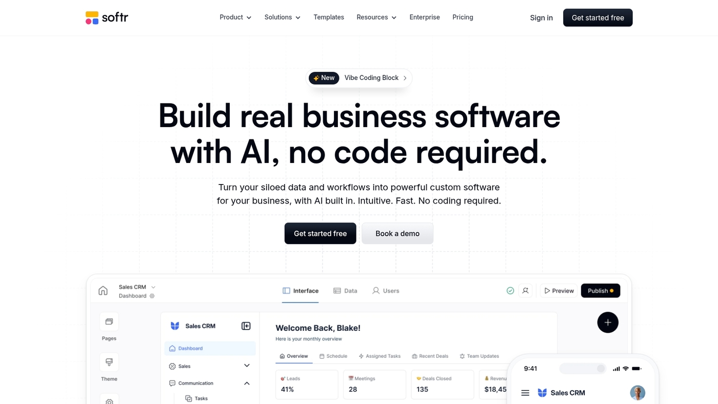 Screenshot of www.softr.io