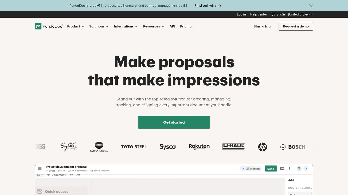 Screenshot of www.pandadoc.com