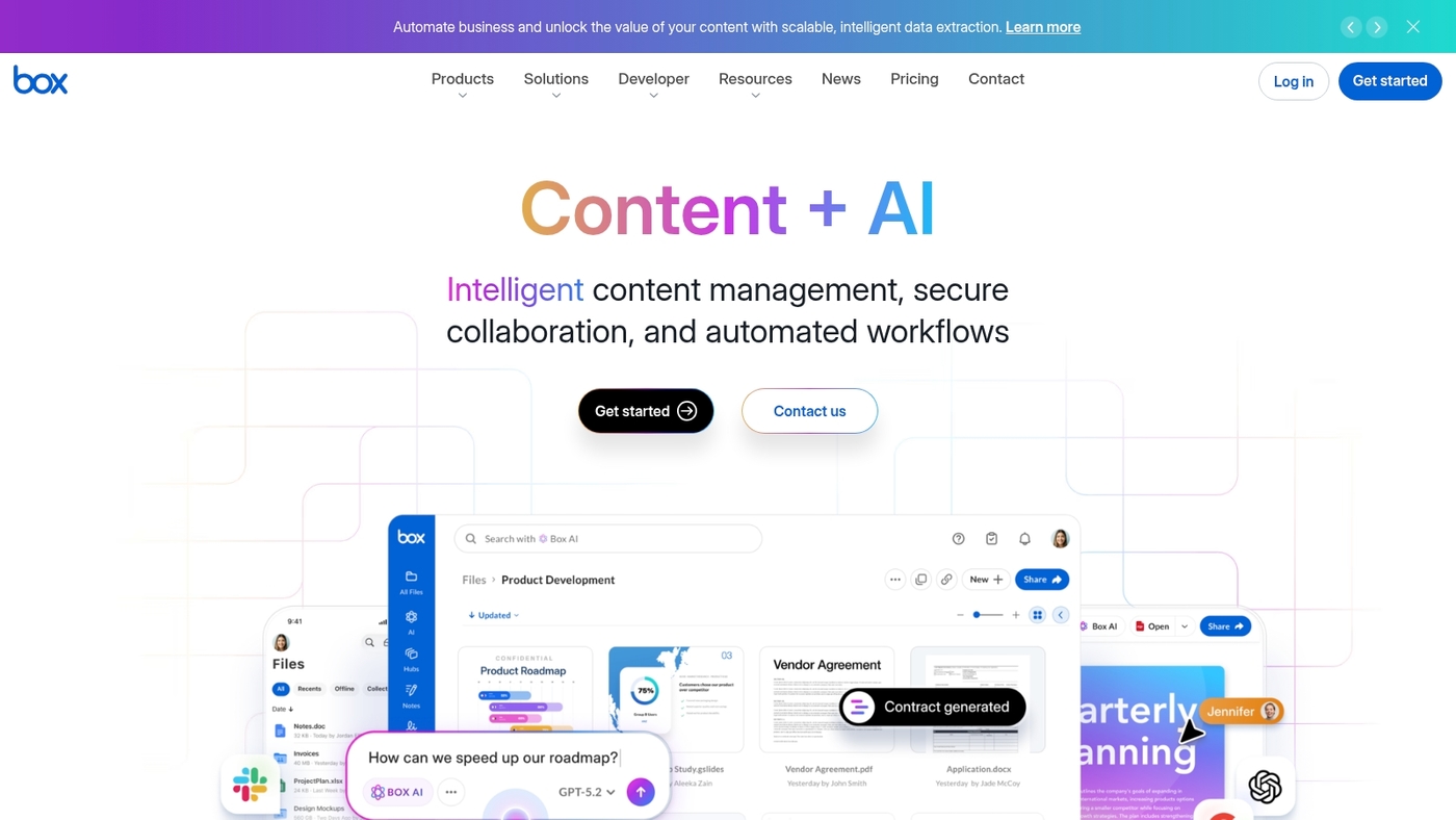 Screenshot of www.box.com