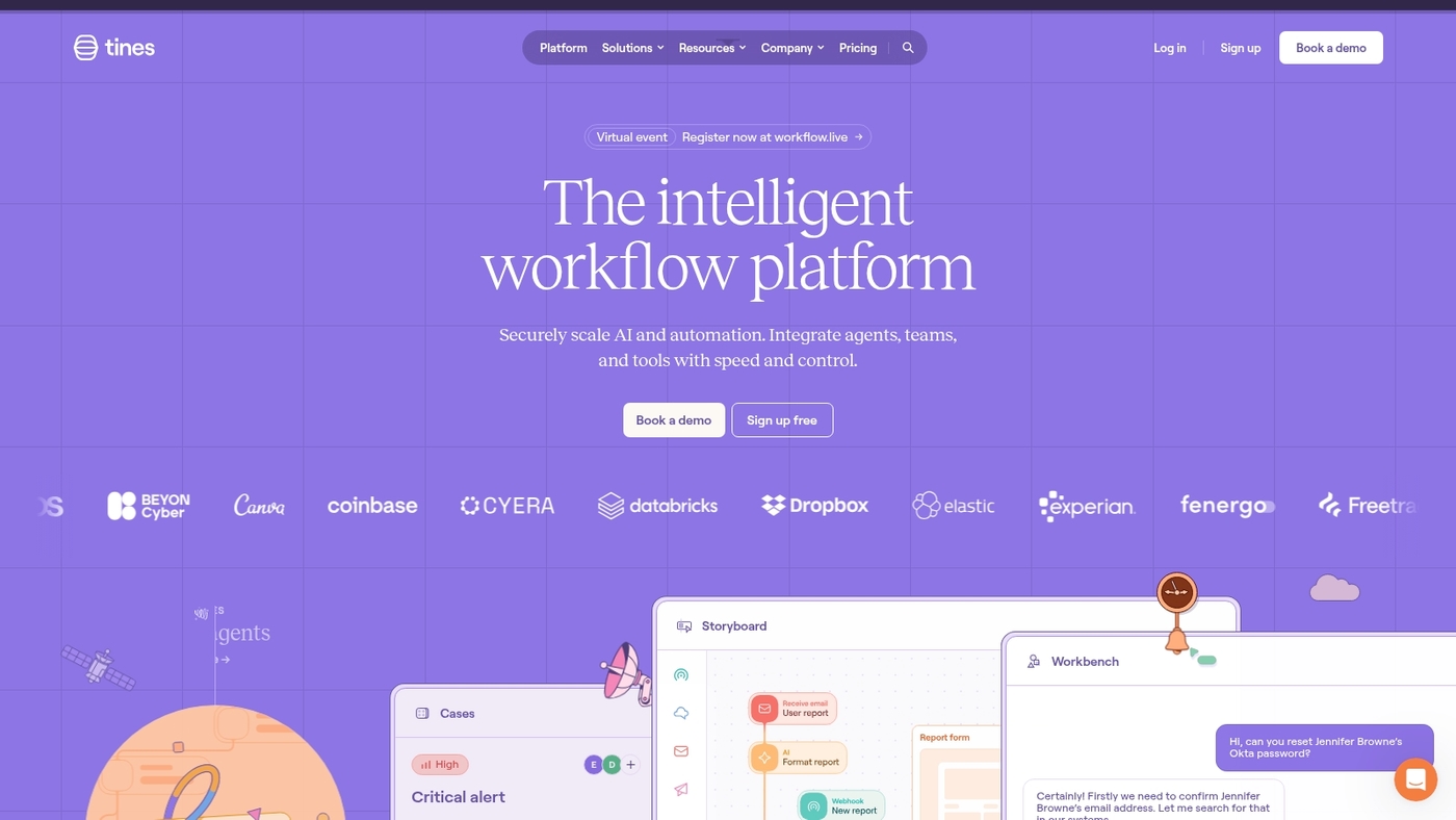 Screenshot of www.tines.com