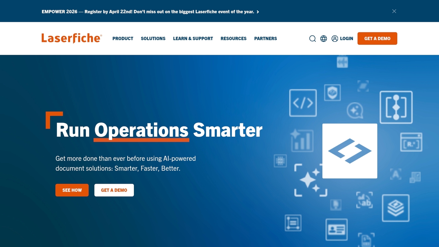 Screenshot of www.laserfiche.com