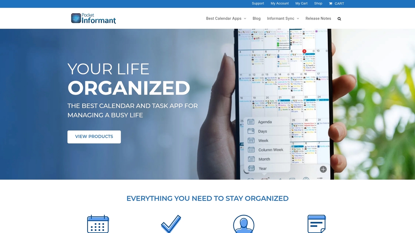 Screenshot of www.pocketinformant.com