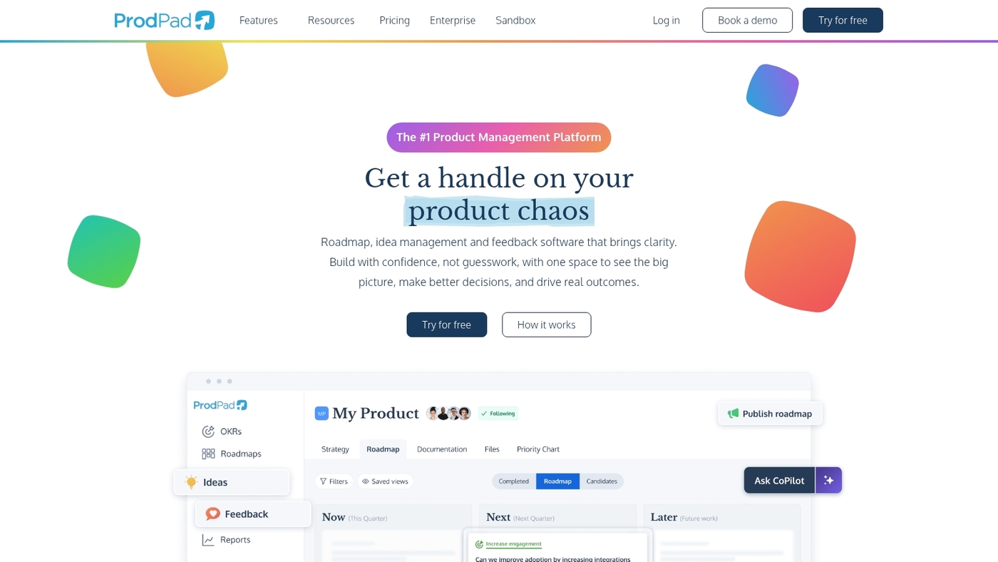 Screenshot of www.prodpad.com