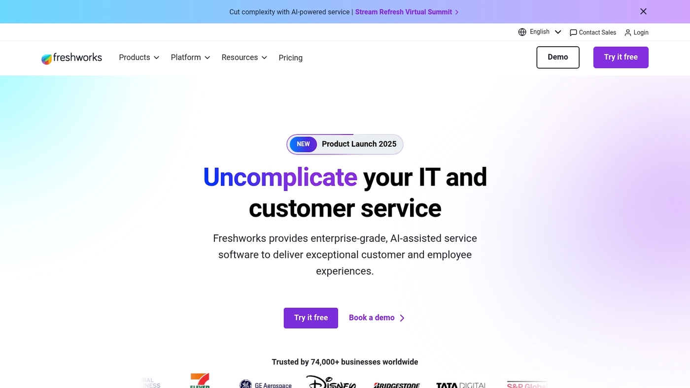 Screenshot of www.freshworks.com