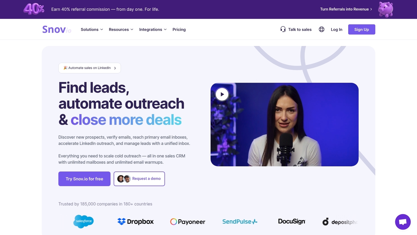 Screenshot of snov.io