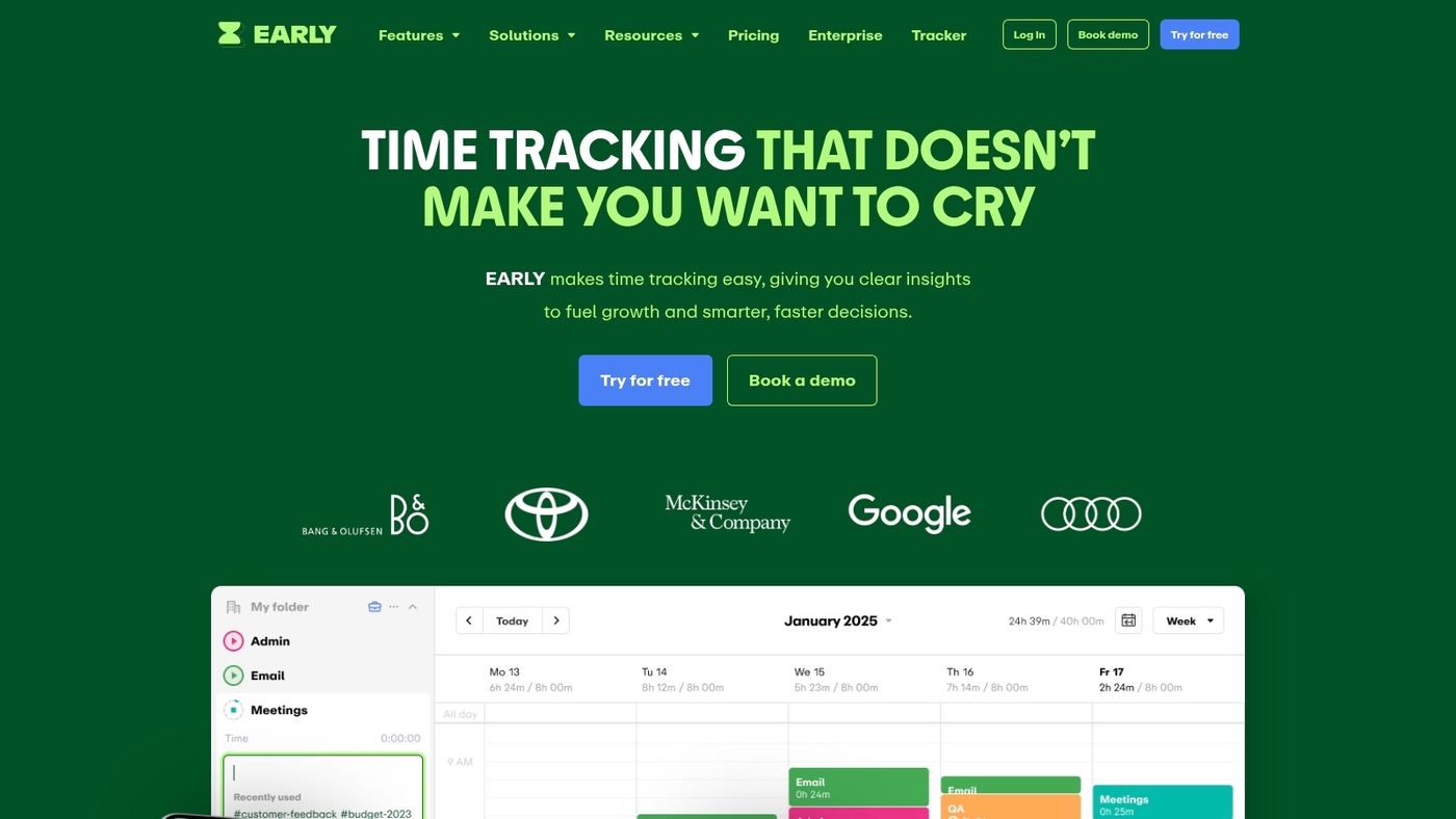 Screenshot of timeular.com