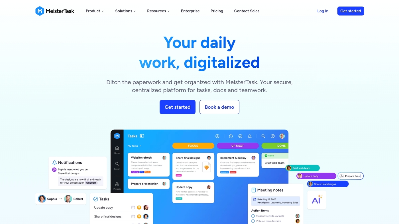 Screenshot of www.meistertask.com