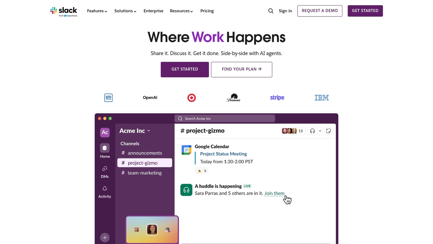 Screenshot of slack.com